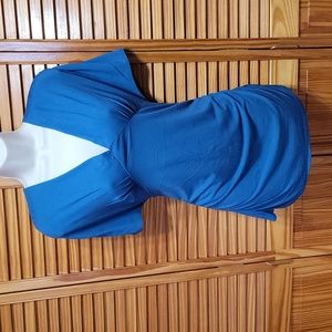 Teal Double V Neck Top sz Large